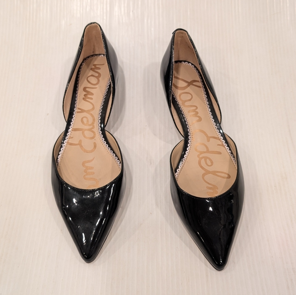 SAM EDELMAN Women's Black Patent Leather Dorsay Pointed Toe Flats Size 7.5 - Picture 9 of 11